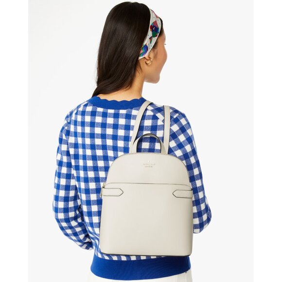 New Kate Spade Staci Saffiano Leather Dome Backpack Meringue - Picture 3 of 5